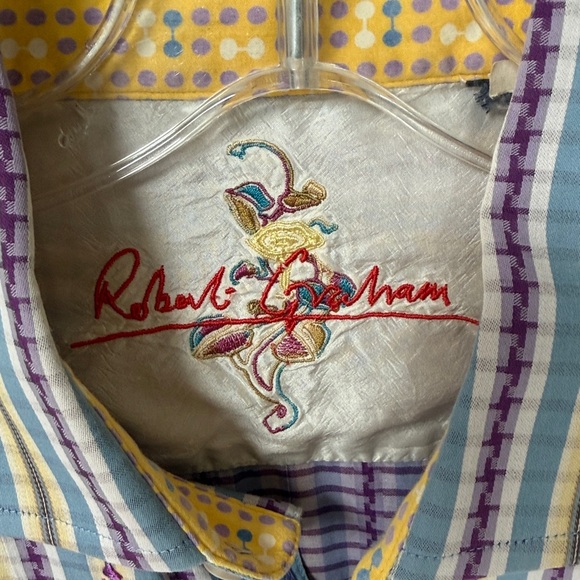 Robert Graham Longsleeve Shirt: Lavendar, Yellow, Blue - Picture 2 of 7